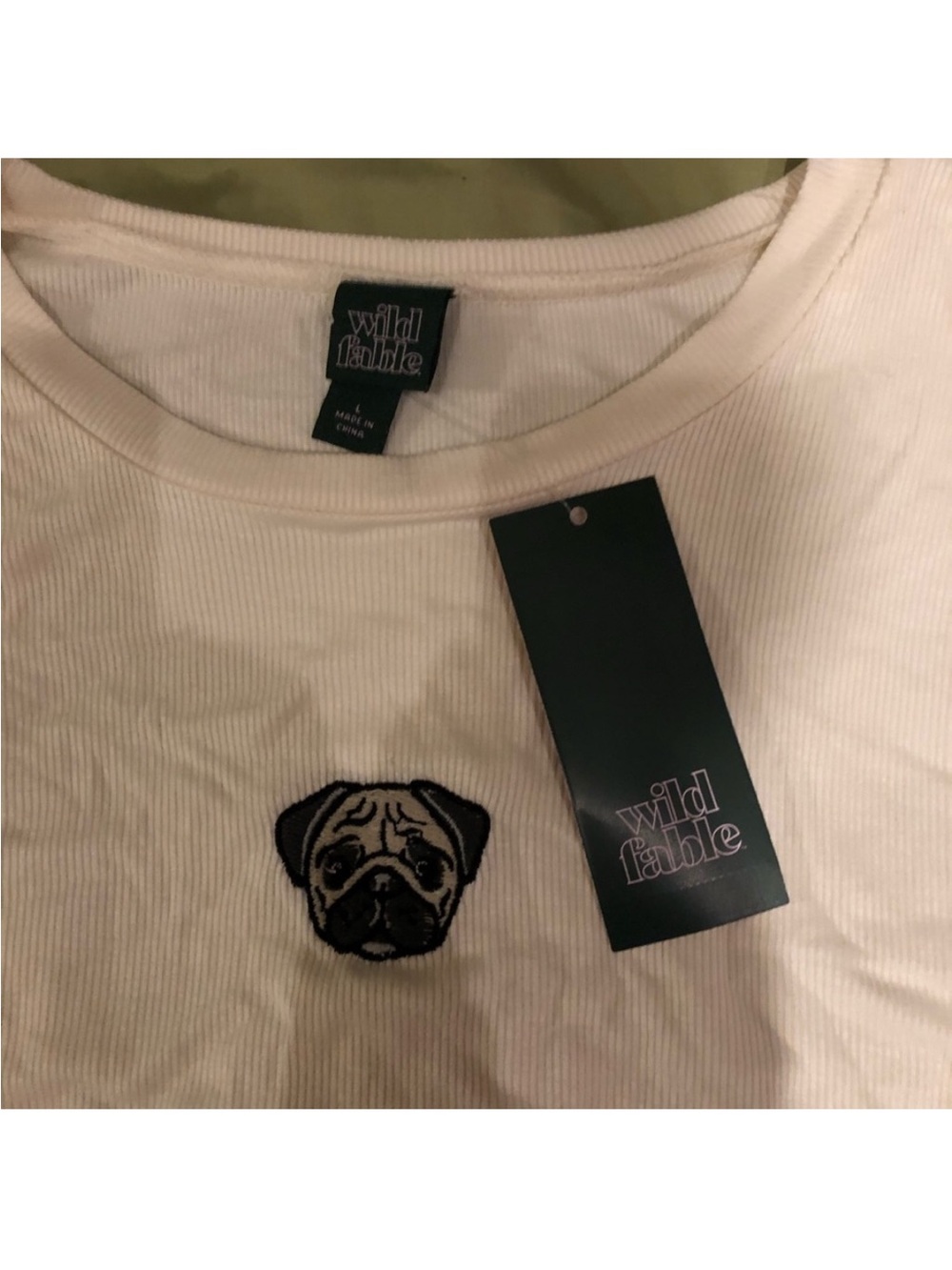 Fitted stretchy pug dog crop top